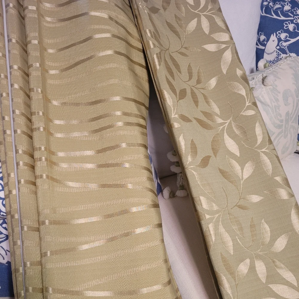 1 ROMAN SHADE FABRIC REPLACEMENT Sage green gold Leaf NO MOUNTING KIT - …